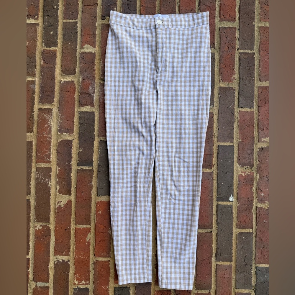 Urban Outfitters Beige and White Gingham Pants